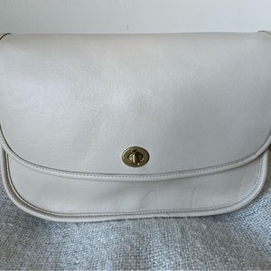 Vintage COACH City Bag white Bone Leather Shoulder Crossbody Handbag 9790
